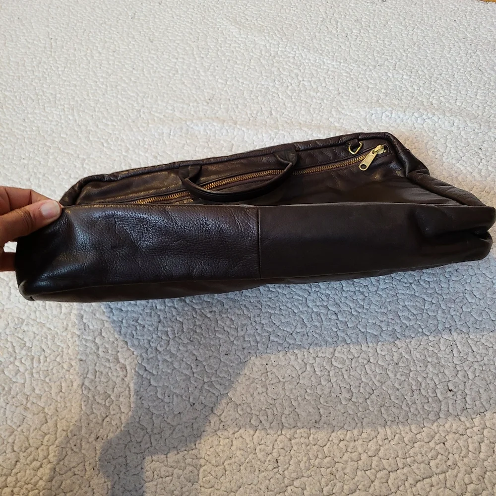 Mowen Leather Designs brown laptop bag
